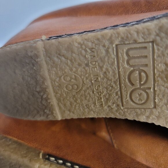 Eric Michael Women’s Lena Brown Leather Wedge Ankle Boot Size 38‎ US 7.5 - Picture 6 of 10